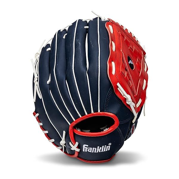 "Franklin Sports Field Master Baseball & Softball Glove - 14" Red, White, Blue Mitt for All Ages"