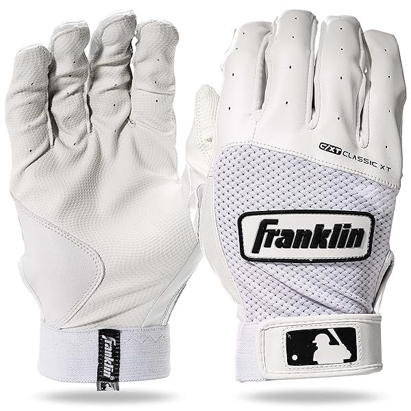 Franklin Sports Classic XT Batting Gloves - Adult & Youth Baseball/Softball - White Medium Pair