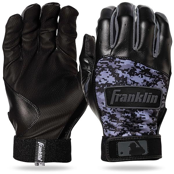 Franklin Sports MLB Digitek Youth Baseball Batting Gloves - Black/Black Digi - Small Size