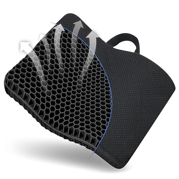Fzitiy Gel Seat Cushion for Sciatica Relief - Double Thick, Breathable Honeycomb Design for Office, Car & Wheelchair Comfort