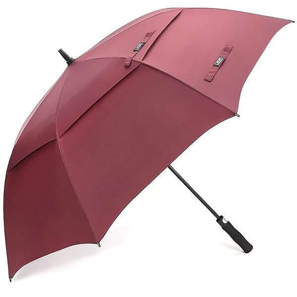 G4Free 54 Inch Automatic Open Golf Umbrella Windproof Extra Large Double Canopy Waterproof Stick Umbrella for Men Wine Red