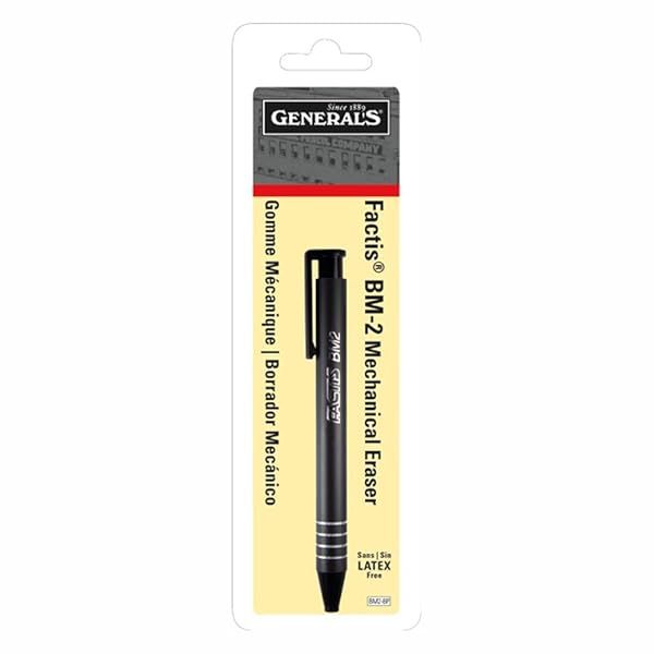 General Pencil Co. GPBM2-BP Factis Pen Style Eraser - White Carded for Precision Erasing