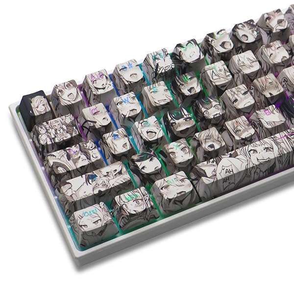 GMKWTL PBT Anime Keycaps - Custom 108 Keys for Mechanical Keyboards | XVX Japanese Backlit OEM Profile