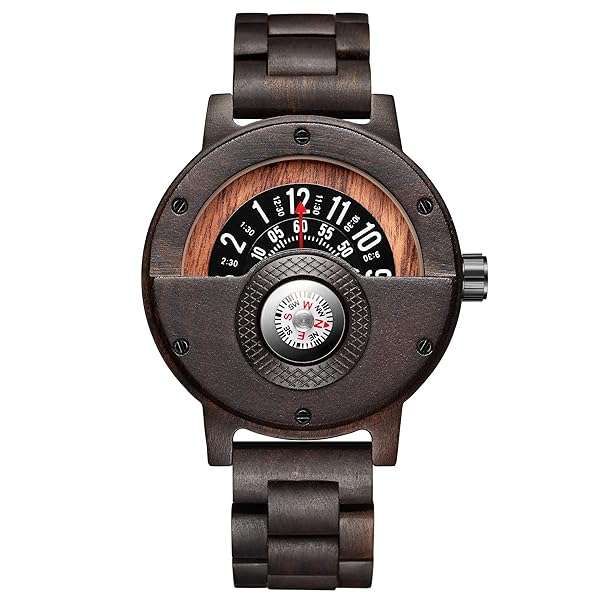 Personalized GORBEN Compass Wooden Watch for Men - Stylish, Lightweight, Handmade Quartz Gift for Dad & Friends