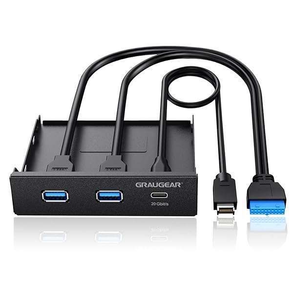 "Upgrade Your PC with GRAUGEAR 3.5" USB Hub: 20Gbps USB3.2 Gen2 & USB 3.0 Ports for Fast Connectivity"