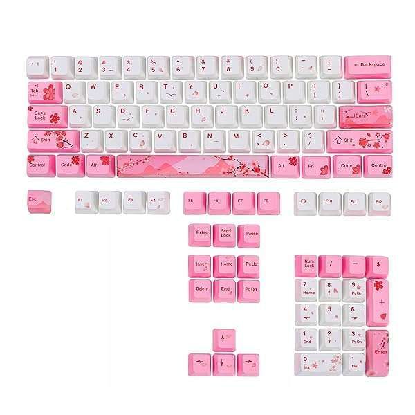 GTSP 104 Pink Keycaps - Cute Japanese Custom Dye-Sub Set for Cherry MX & Gateron Switches | Perfect for 60% Mechanical Keyboards