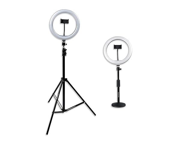 "Gator Frameworks 10" LED Ring Light Set with Adjustable Stands & Phone Holders - Perfect for Photography & Video"