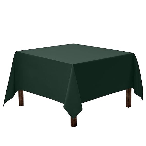 Gee Di Moda 52x52 Inch Hunter Green Tablecloth - Heavy Duty Washable Fabric for Weddings, Parties & Buffets