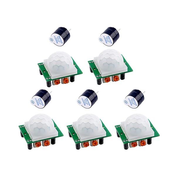 Geekstory 5PCS HC-SR501 PIR Infrared Motion Sensor Module and 5PCS 5V Buzzer for Arduino Raspberry Pi Projects
