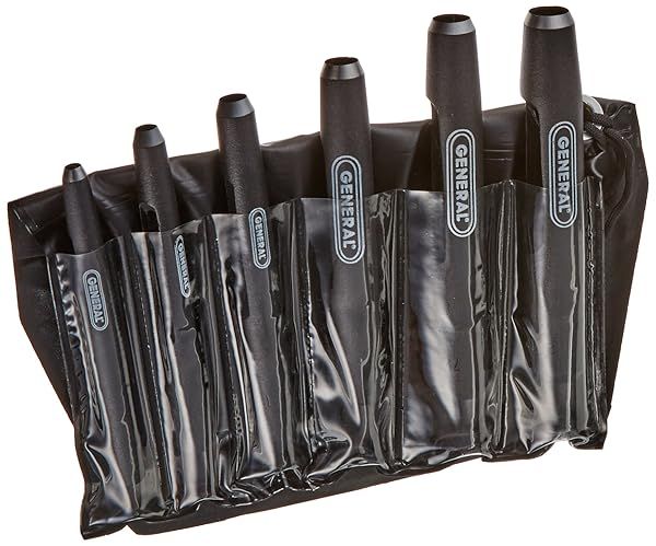 "General Tools Hollow Steel Punch Set #1280ST - 6-Piece Set (3/16" to 1/2") for Precision Punching"