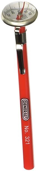 General Tools Instant Read Pocket Stem Thermometer #321, 5 Inch Probe, 0 to 220 degrees Fahrenheit (-18 to 104 degrees Celsius) Range, With Easy To Read Magnified 1 in. Dial