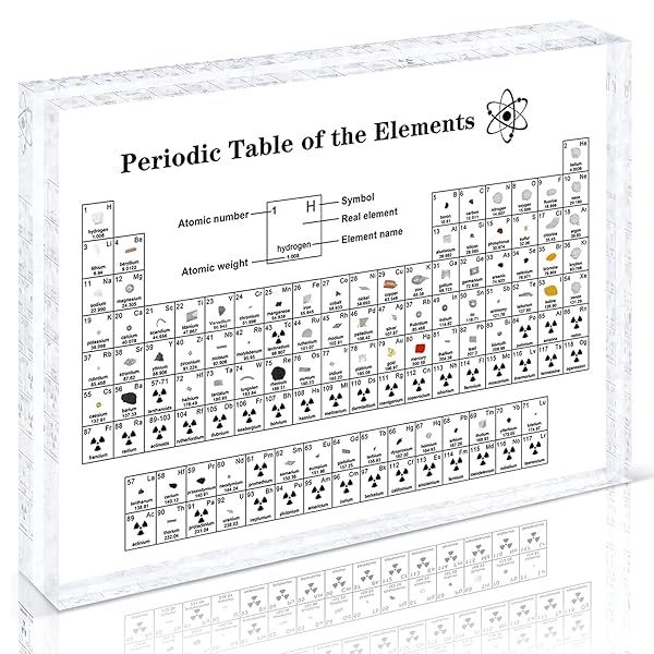 Giftota Large Periodic Table Display with Real Elements 83 Samples Acrylic Chemistry Decor for Kids Adults and Teachers