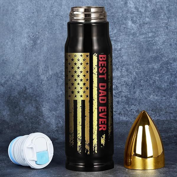 Funslive Best Dad Ever 17 oz American Flag Bullet Tumbler Unique Birthday Gift for Dad