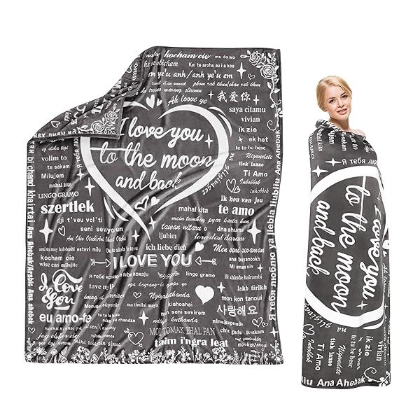 BSRHOM 100 Languages I Love You Romantic Soft Throw Blanket 60 x 70 Black Flannel Perfect Gift for Loved Ones