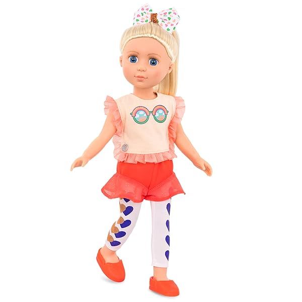 Glitter Girls Dayle 14 Inch Fashion Doll with Blonde Hair Blue Eyes Sunglasses Top Heart Leggings Poseable Arms and Legs for Ages 3 and Up
