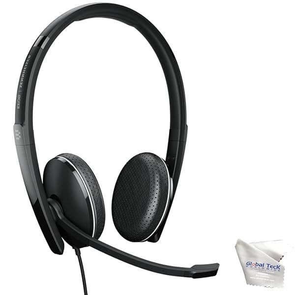 Global Teck EPOS Sennheiser 165 UC Stereo Headset USB-C for Deskphone PC Mac Softphones Compatible with Zoom RingCentral 8x8 Vonage Microfiber Included