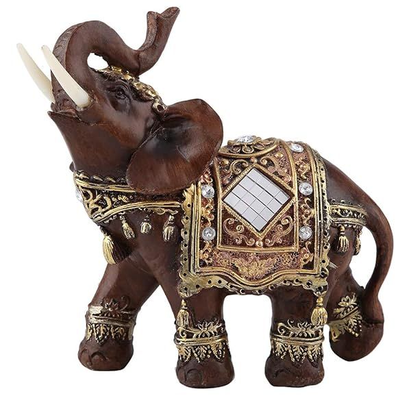 Good Luck Elephant Statue Feng Shui Elephant Decor Resin Elephant Figurines for Wealth Lucky Figurine Home Decor Gift(S)