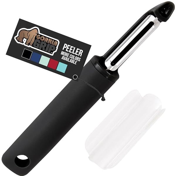 Gorilla Grip Stainless Steel Vegetable Peeler: Comfortable, Dishwasher Safe, Smooth Peeling for Potatoes, Apples & More