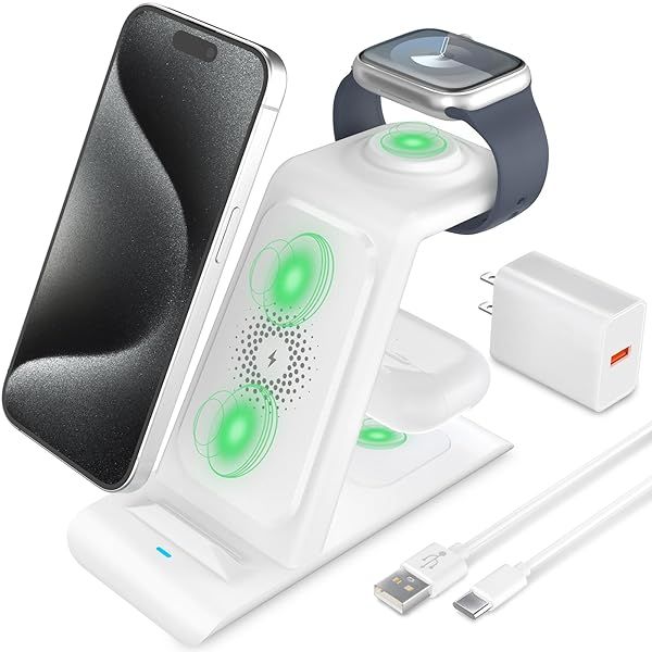 Fast 3-in-1 Wireless Charging Station for Apple Watch, AirPods & iPhone 16/15/14 - HATALKIN Multi-Device Charger