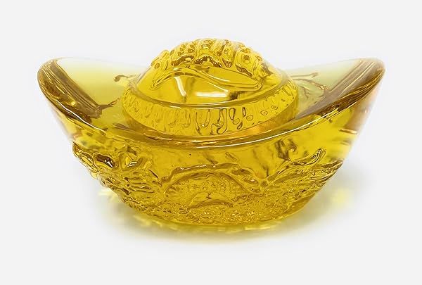 HOULU Feng Shui Yellow Ingot Statue: Attract Wealth & Prosperity with Lucky Yuan Bao Figurine