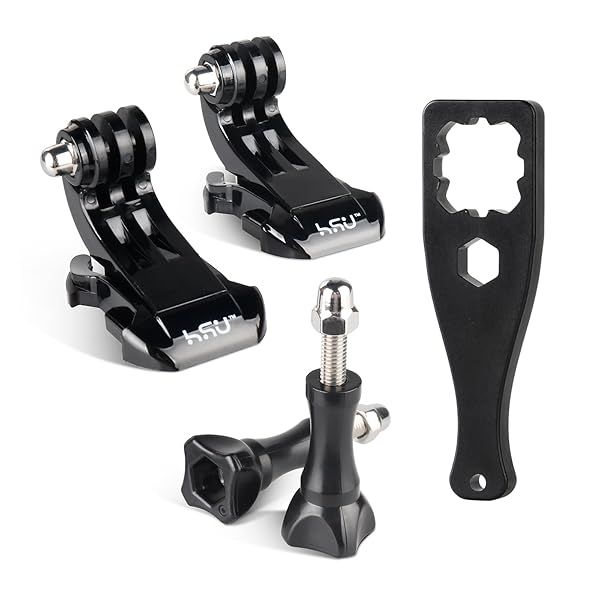 HSU Vertical Surface J-Hook Mount Kit for GoPro & Action Cameras - 4 Pack with Long Thumb Screws