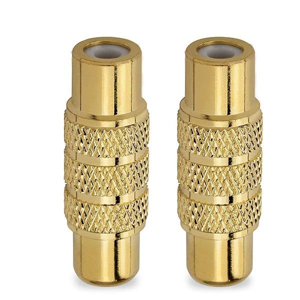 HTTX Premium Female to Female RCA Connector - Gold Plated A/V Joiner (2-Pack) for Superior Video & Audio Quality