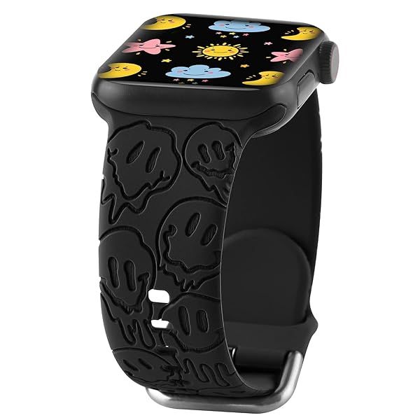 Spooky Halloween Ghost Silicone Bands for Apple Watch 38mm 40mm 41mm - Skull Pattern Sport Strap for Men & Women