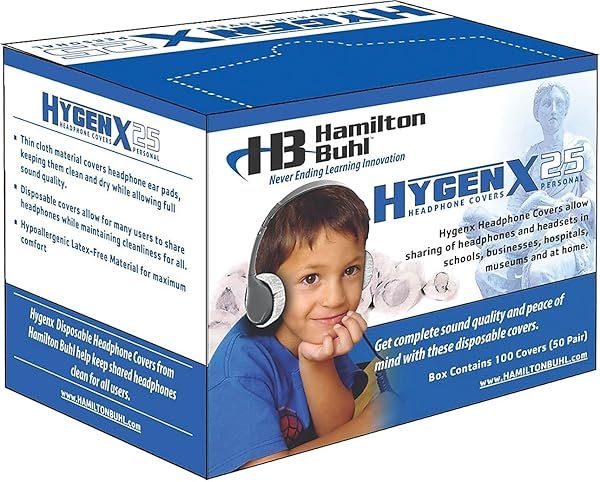 "Buy HamiltonBuhl HygenX Sanitary Ear Cushion Covers - 50 Pairs for On-Ear Headphones (2.5" White) - HygenX25"