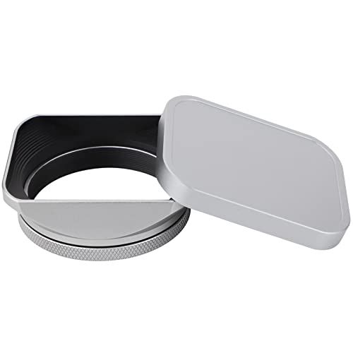 Haoge LH-X200S Square Metal Lens Hood & 49mm Adapter for Fujifilm X100 Series - Silver Camera Accessory