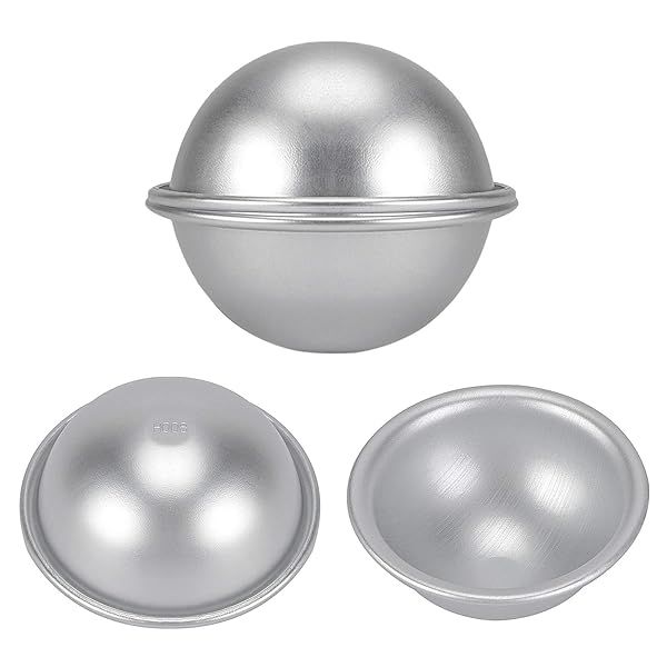 Aluminum Hemisphere Cake Pan Set - 4 Piece Half Ball Mould for Perfect Desserts & Puddings (3.62 x 1.57 inch)