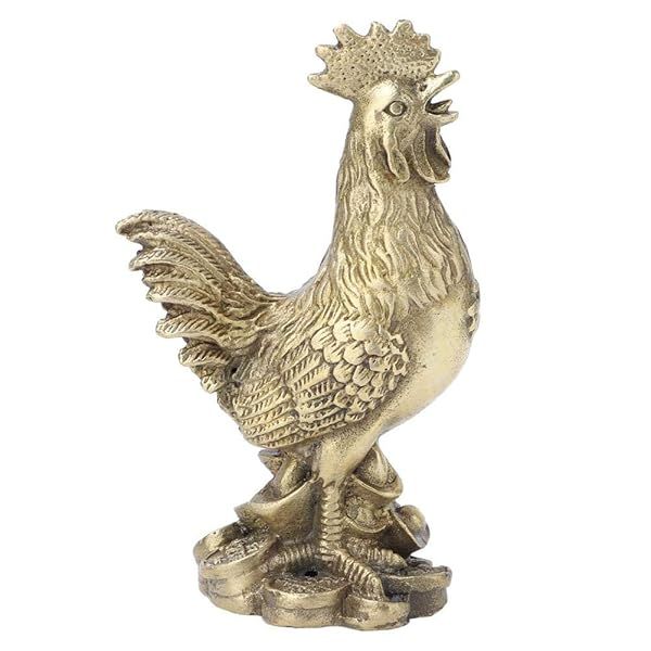 Hilitand Brass Rooster Statue: Feng Shui Decor for Good Luck & Wealth | Zodiac Sign 10cm