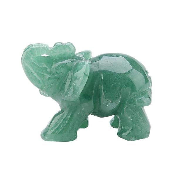 Shop Hilitand 2-Inch Jade Carved Elephant Figurine - Green Aventurine Home Decor