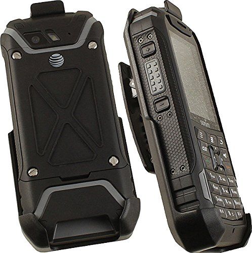 Sonim XP5 Holster: Nakedcellphone Black Rotating Belt Clip Case with Kickstand for XP5700