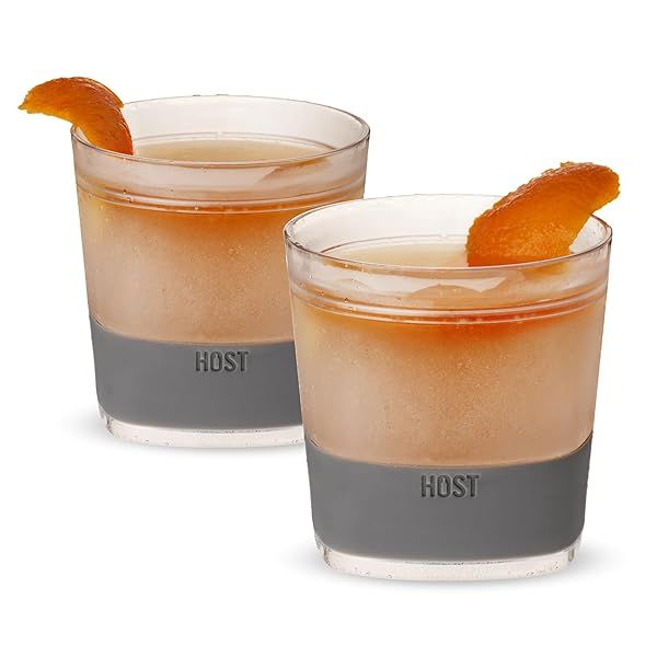 Host Freeze Cooling Cups Set of 2 - Old Fashioned Glasses for Bourbon & Whiskey - Perfect Whisky Gifts for Men