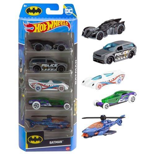 Hot Wheels Batman 5-Pack: 1:64 Scale Toy Cars Featuring Iconic Batmobile & DC Super Heroes