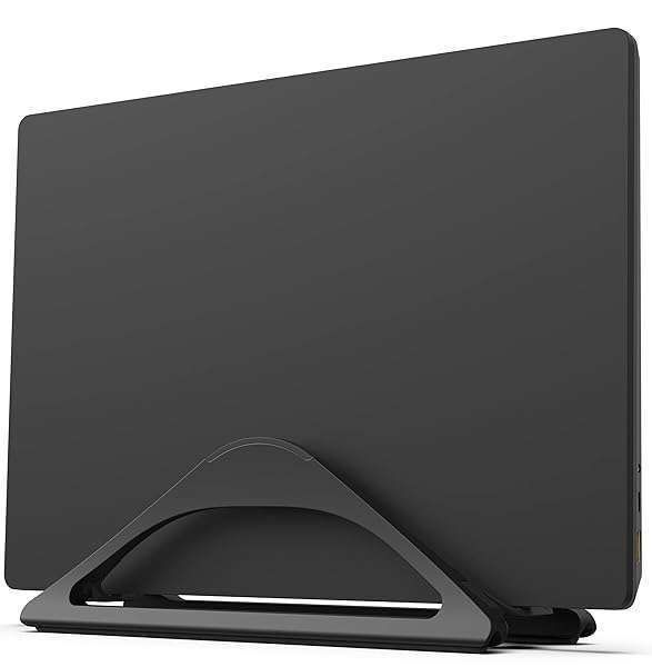 HumanCentric Vertical Laptop Stand - Adjustable Matte Black Holder for MacBook & Laptops | Organize Your Home Office
