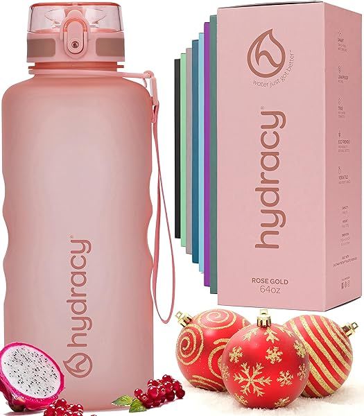 Hydracy 64 oz Water Bottle with Time Marker & Infuser - BPA Free, Leak Proof, Ideal for Gym & Outdoor Use