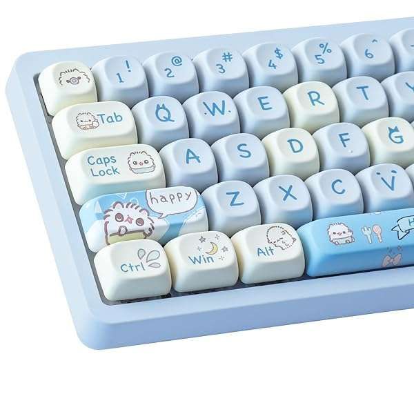 Hyekit 145 Keys Baby Cat PBT Keycaps - Cute Dye-Sublimation MOA Profile for Mechanical Keyboards, Compatible with Cherry & Gateron Switches
