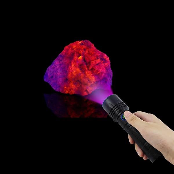 I0DO 365nm UV Flashlight for Rocks Hunting Minerals Crystals Stones Agates Gemstones Uranium Glass Jade Appraisal High Power Light