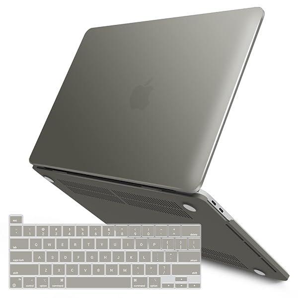 IBENZER Hard Shell Case and Keyboard Cover for 2025 2024 M2 MacBook Pro 13 Inch Compatible with Models A2338 A2289 A2251 A2159 A1989 A1706 A1708 Gray