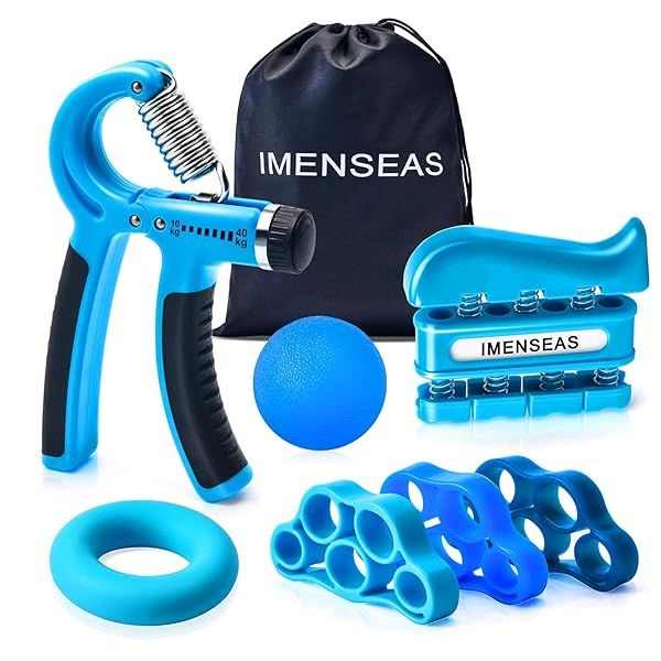 IMENSEAS 7 Pack Grip Strength Trainer: Adjustable Hand Gripper, Finger Stretcher & Stress Ball for Enhanced Grip Strength