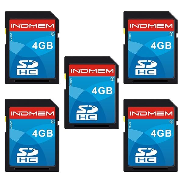INDMEM 4GB SD Card 5 Pack SDHC Class 4 Flash Memory Cards for Digital Cameras