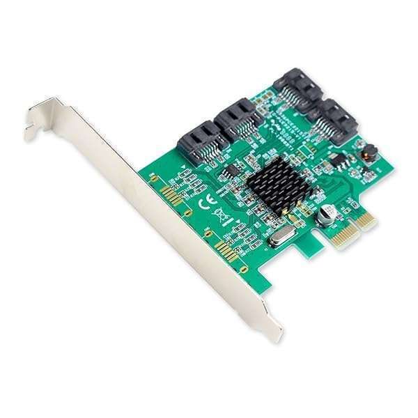 I/O Crest 4 Port SATA III PCI-e 2.0 x1 Controller Card - Marvell 9215 Non-Raid, Low Profile Bracket SI-PEX40064