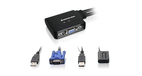 IOGEAR 2-Port USB VGA KVM Switch - 2048x1536 Resolution, Remote Button, Plug & Play for PC, Mac, Sun - GCS22U