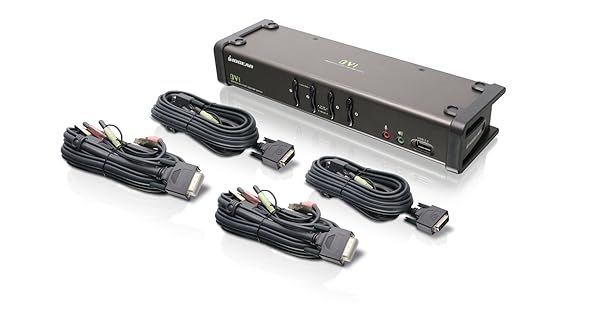 IOGEAR 4-Port DVI KVMP Switch: 1920x1200, Auto Scan, USB Hub, TAA Compliant for Windows, Linux, Mac - GCS1104