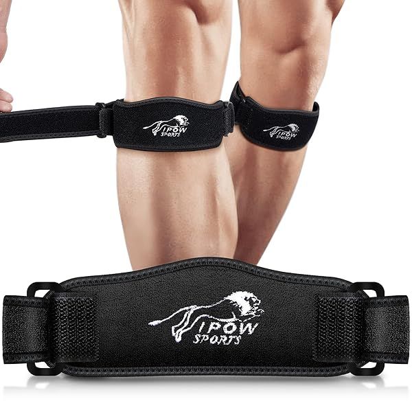 IPOW 2 Pack Knee Support Straps for Pain Relief & Stabilization - Ideal for Running, Weightlifting, Arthritis & Osgood Schlatter