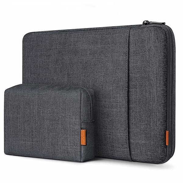 Inateck 360 Protective Laptop Bag with Accessory Bag for 15 inch MacBook Air M4 M3 M2 2023 2025 Black Gray