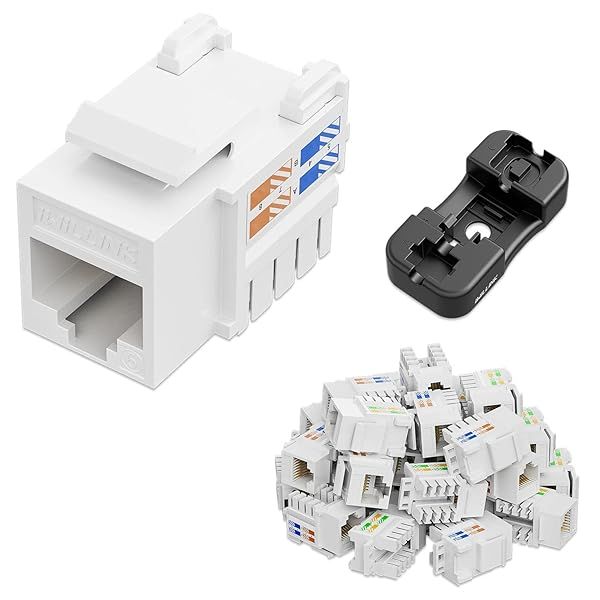 Iwillink 10Gbps Cat6 Keystone Jack 25-Pack RJ45 Punch Down Adapter White for Fast Ethernet Connections
