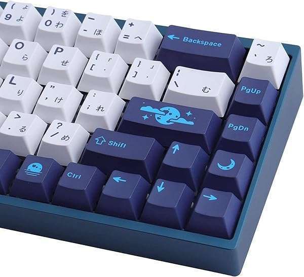 JOMKIZ 134 Keys Blue Moon PBT Keycaps Set for MX Switches - Cherry Profile Dye Sublimation with 7U Spacebar