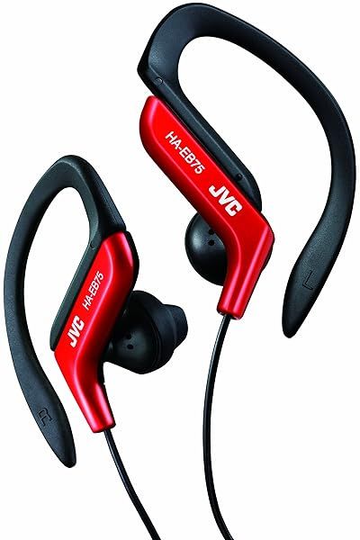 JVC HA-EB75R Sports Clip Headphones - Red, Small | Lightweight & Comfortable for Active Lifestyles